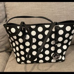 Michael Kors black/white polka jetset tote.